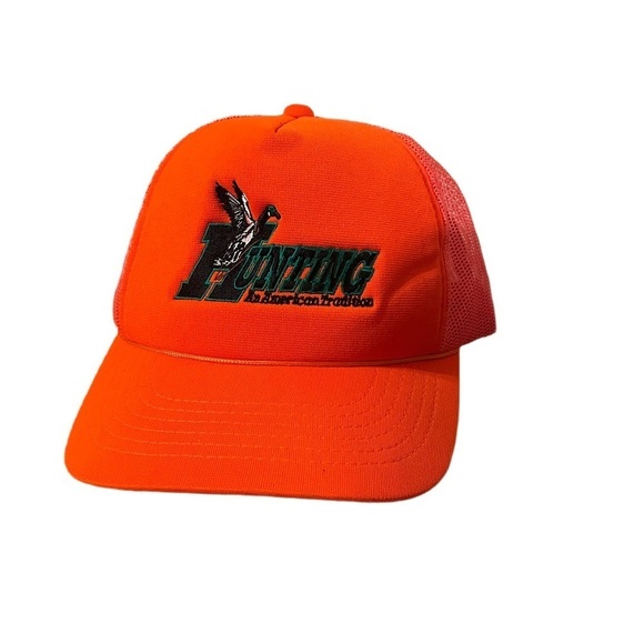 Hunting outdoor Retro Hunting An American Tradition Orange Mesh Cap - Picture 1 of 6